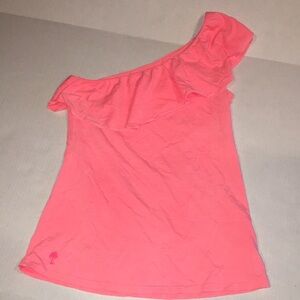 Lilly Pulitzer Asymmetrical One Shoulder Ruffle Neck Top | Size S